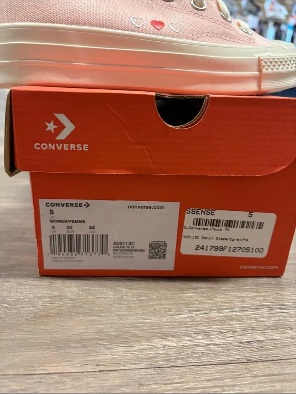 Converse Kids Pink High-Top Canvas Sneakers with Heart Accents